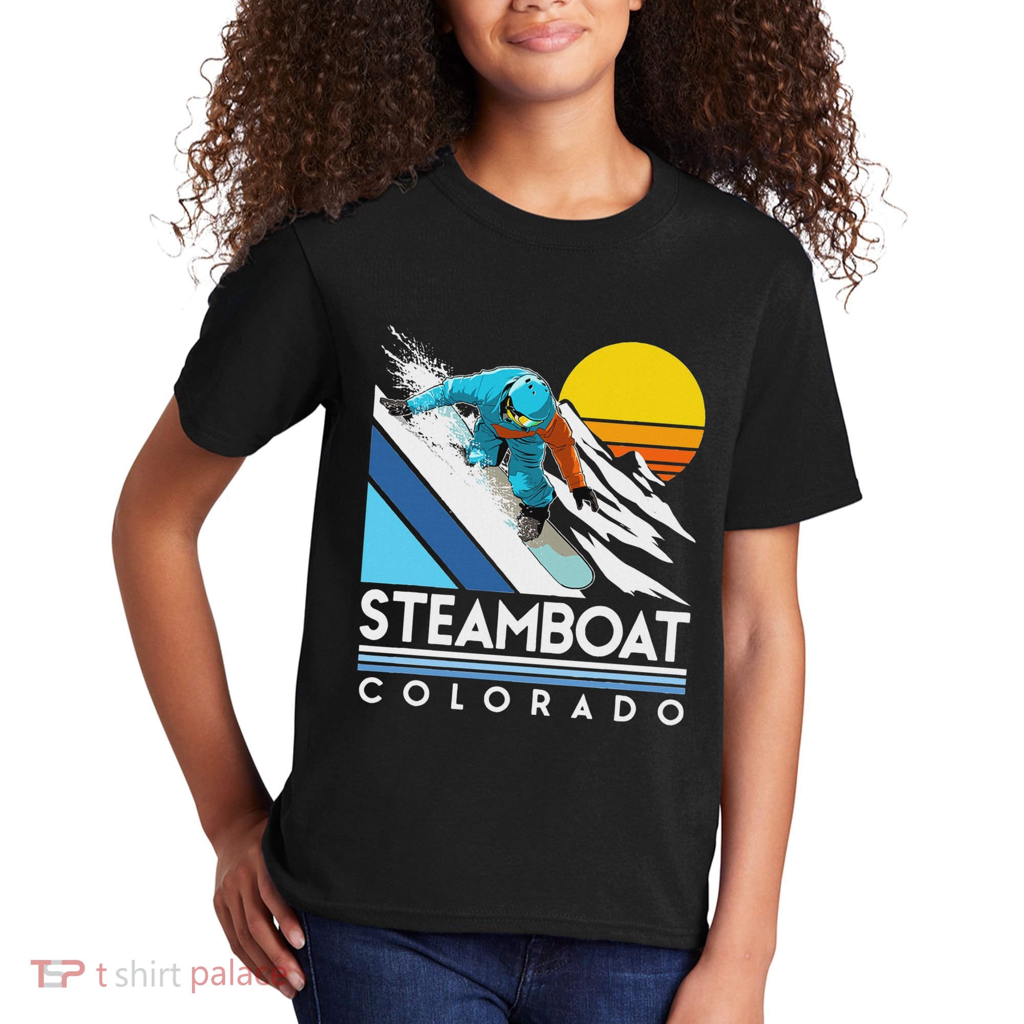 Steamboat Colorado Retro Snowboard Kids T-Shirt