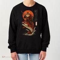 Samurai Cat Riding Koi With Rising Sun  Women's Sweatshirt thumb 0