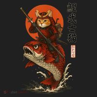 Samurai Cat Riding Koi With Rising Sun  Women's Sweatshirt thumb 2