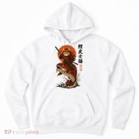 Samurai Cat Riding Koi With Rising Sun  Hoodie thumb 0