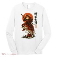 Samurai Cat Riding Koi With Rising Sun  Long Sleeve Shirt thumb 0