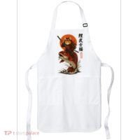 Samurai Cat Riding Koi With Rising Sun  Apron thumb 0