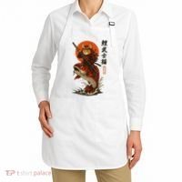 Samurai Cat Riding Koi With Rising Sun  Apron thumb 2