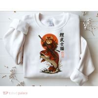 Samurai Cat Riding Koi With Rising Sun  Sweatshirt thumb 2