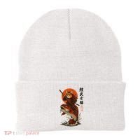 Samurai Cat Riding Koi With Rising Sun  Beanie thumb 0