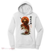 Samurai Cat Riding Koi With Rising Sun  Women's Hoodie thumb 0