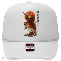 Samurai Cat Riding Koi With Rising Sun  Hat thumb 0