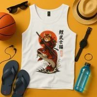 Samurai Cat Riding Koi With Rising Sun  Tank Top thumb 4