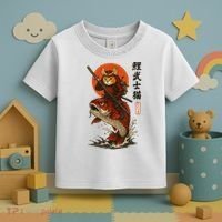 Samurai Cat Riding Koi With Rising Sun  Toddler T-Shirt thumb 3