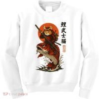 Samurai Cat Riding Koi With Rising Sun  Kids Sweatshirt thumb 0