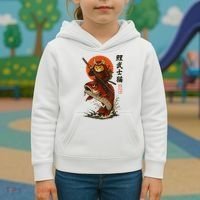 Samurai Cat Riding Koi With Rising Sun  Kids Hoodie thumb 3