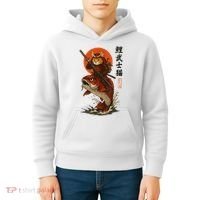 Samurai Cat Riding Koi With Rising Sun  Kids Hoodie thumb 4