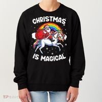 Santa Claus Riding Magical Unicorn Rainbow Funny Christmas Gift Women's Sweatshirt thumb 0