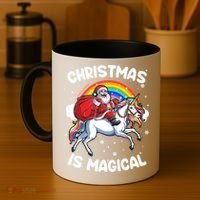 Santa Claus Riding Magical Unicorn Rainbow Funny Christmas Gift Coffee Mug thumb 4