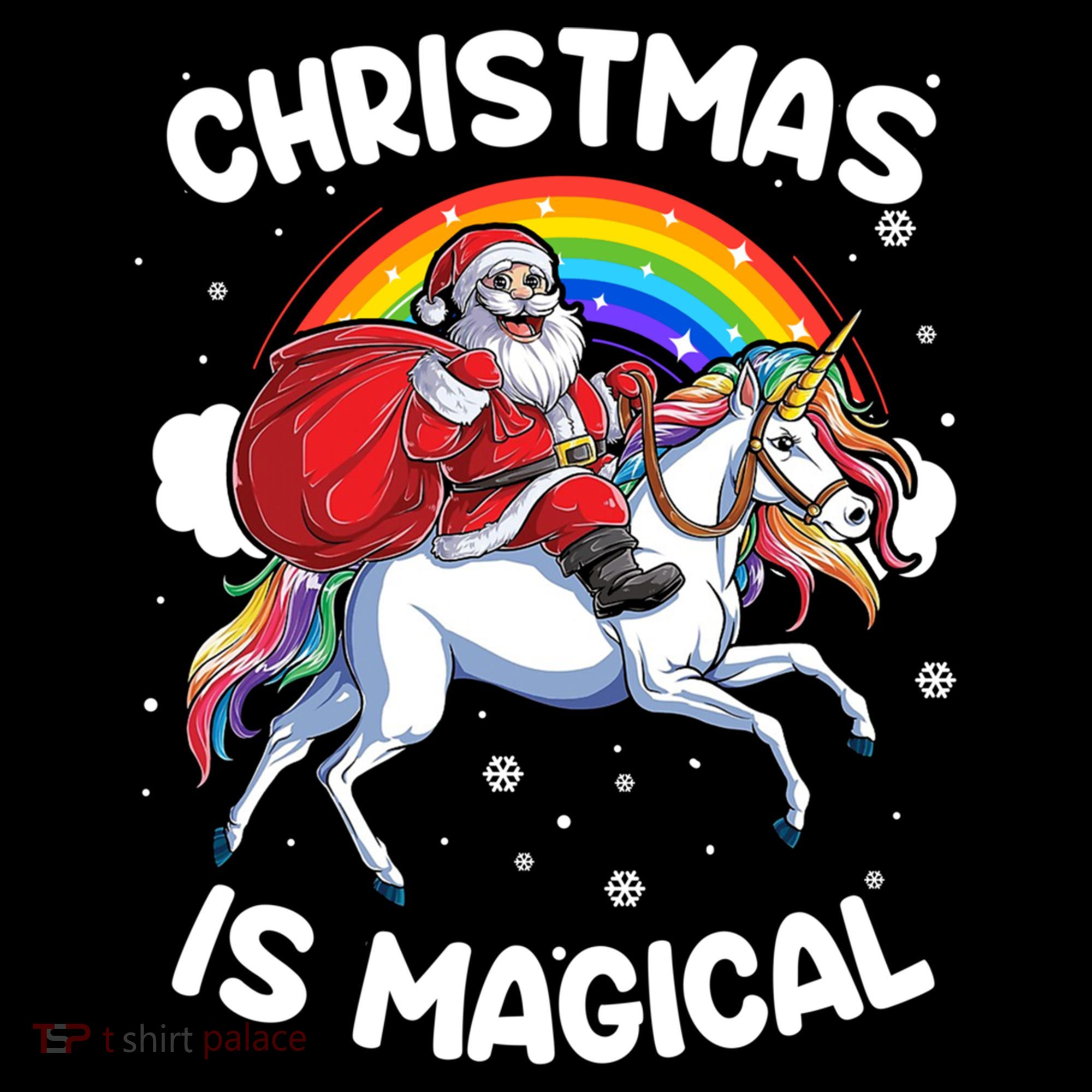 Santa Claus Riding Magical Unicorn Rainbow Funny Christmas Gift Coffee Mug