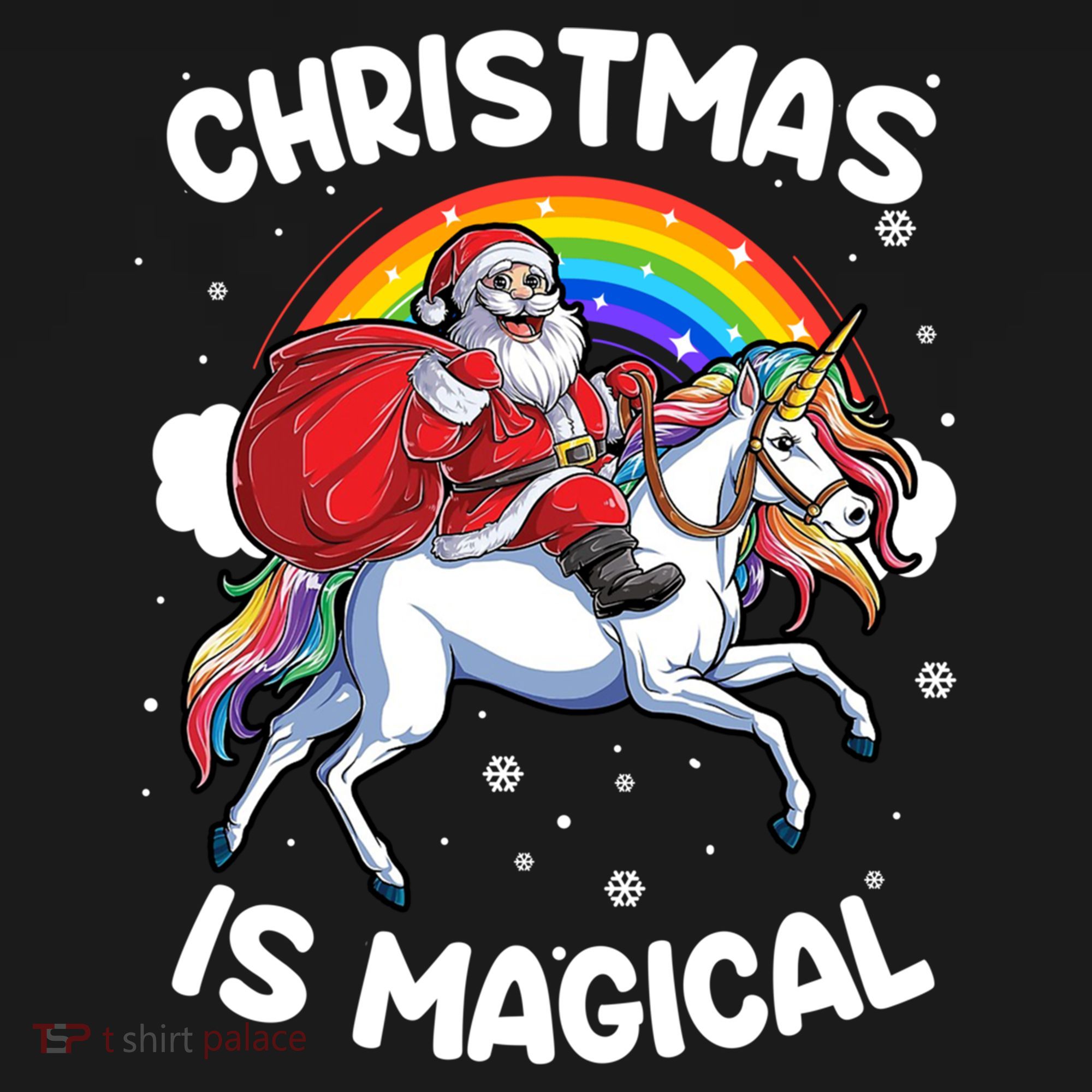Santa Claus Riding Magical Unicorn Rainbow Funny Christmas Gift Women's Hoodie