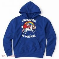 Santa Claus Riding Magical Unicorn Rainbow Funny Christmas Gift Hoodie thumb 0