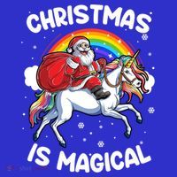 Santa Claus Riding Magical Unicorn Rainbow Funny Christmas Gift Coaster thumb 2