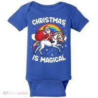 Santa Claus Riding Magical Unicorn Rainbow Funny Christmas Gift Baby Bodysuit thumb 0