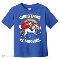 Santa Claus Riding Magical Unicorn Rainbow Funny Christmas Gift Toddler T-Shirt thumb 0