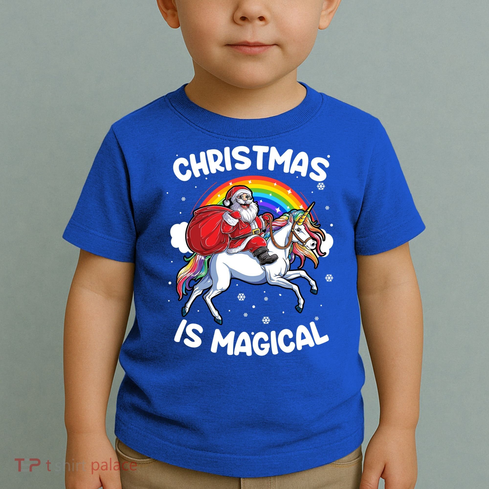 Santa Claus Riding Magical Unicorn Rainbow Funny Christmas Gift Toddler T-Shirt