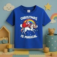 Santa Claus Riding Magical Unicorn Rainbow Funny Christmas Gift Toddler T-Shirt thumb 3