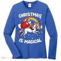 Santa Claus Riding Magical Unicorn Rainbow Funny Christmas Gift Women's Long Sleeve Shirt thumb 0