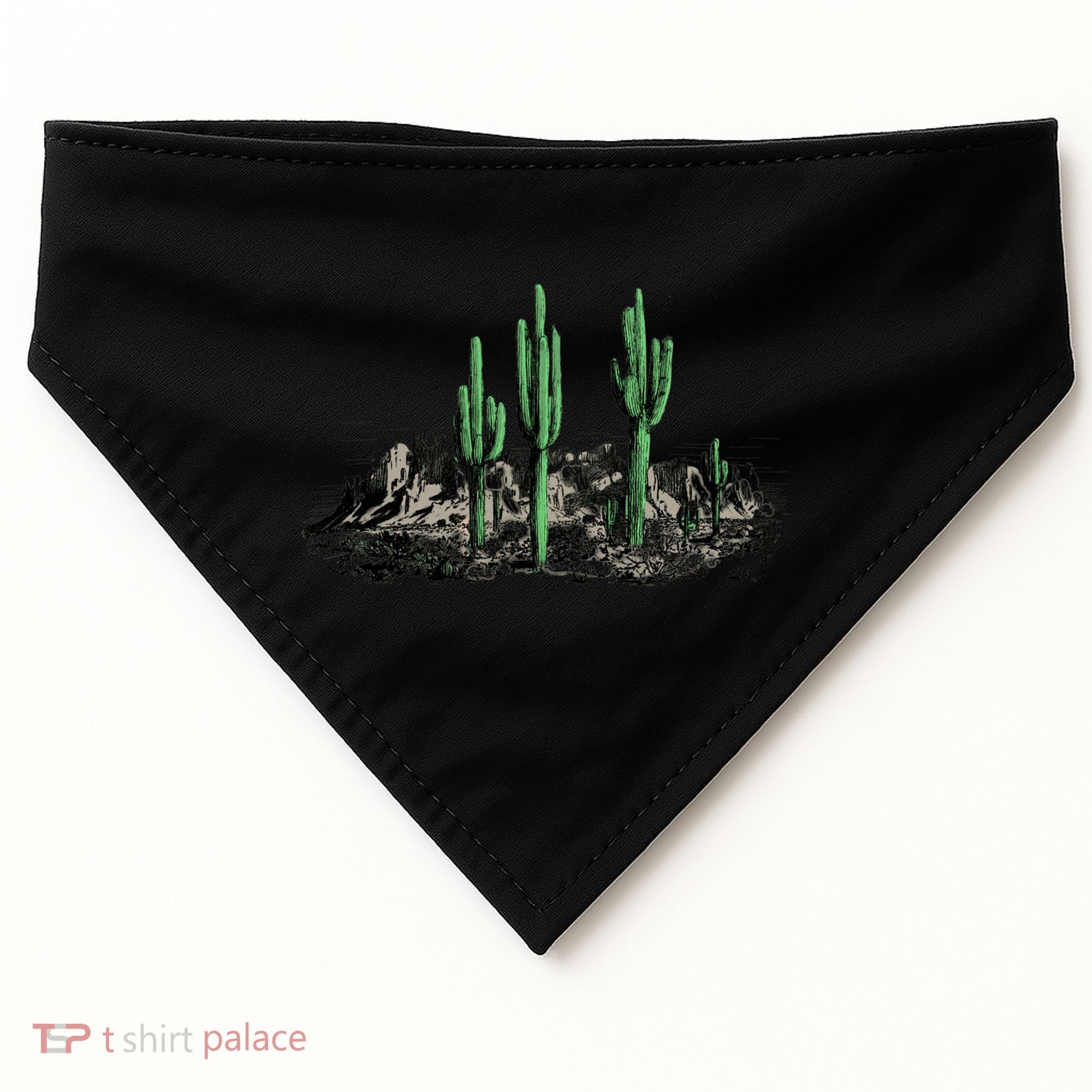 Saguaro Cactus Retro Desert Saguaro Cactus Western Nature Gift USA-Made Doggie Bandana