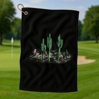 Saguaro Cactus Retro Desert Saguaro Cactus Western Nature Gift Golf Towel thumb 1