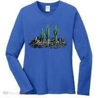 Saguaro Cactus Retro Desert Saguaro Cactus Western Nature Gift Women's Long Sleeve Shirt thumb 0