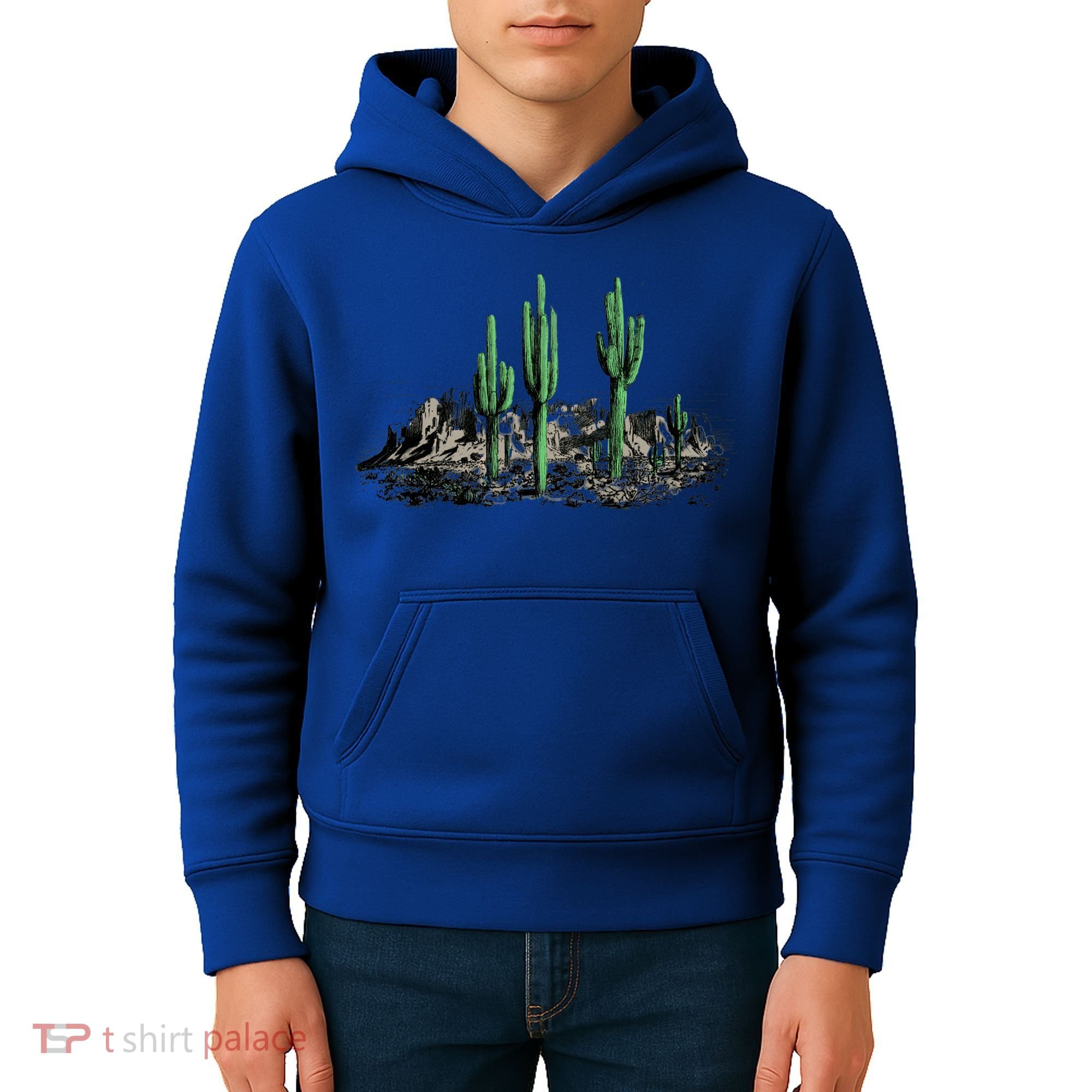 Saguaro Cactus Retro Desert Saguaro Cactus Western Nature Gift Kids Hoodie