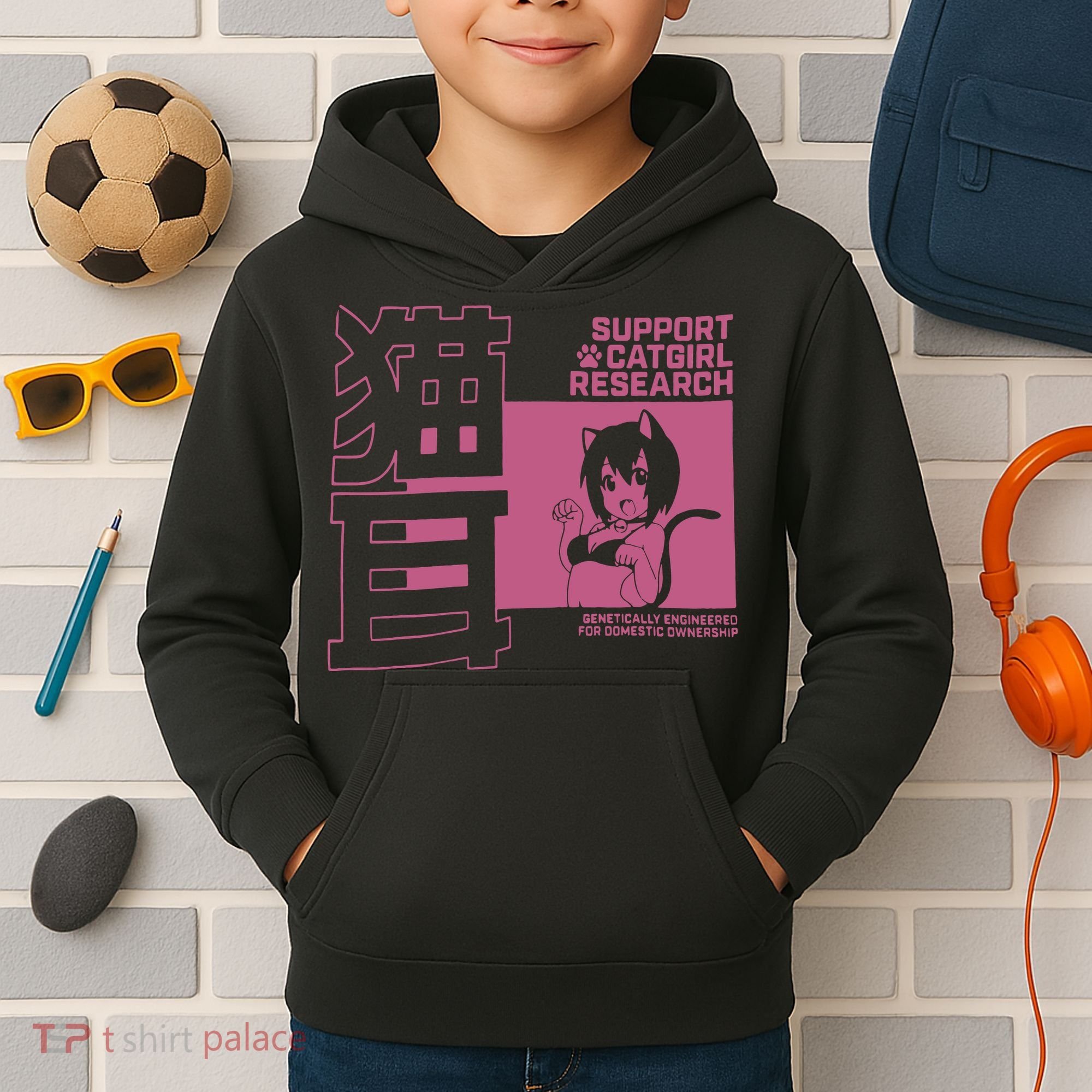 Support Catgirl Research Anime Japan Kids Hoodie