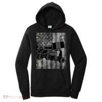 Sprint Car Racing Black Grey American Flag Dirt Track Cars Women's Hoodie thumb 0