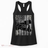 Sprint Car Racing Black Grey American Flag Dirt Track Cars Women's Tank Top thumb 0