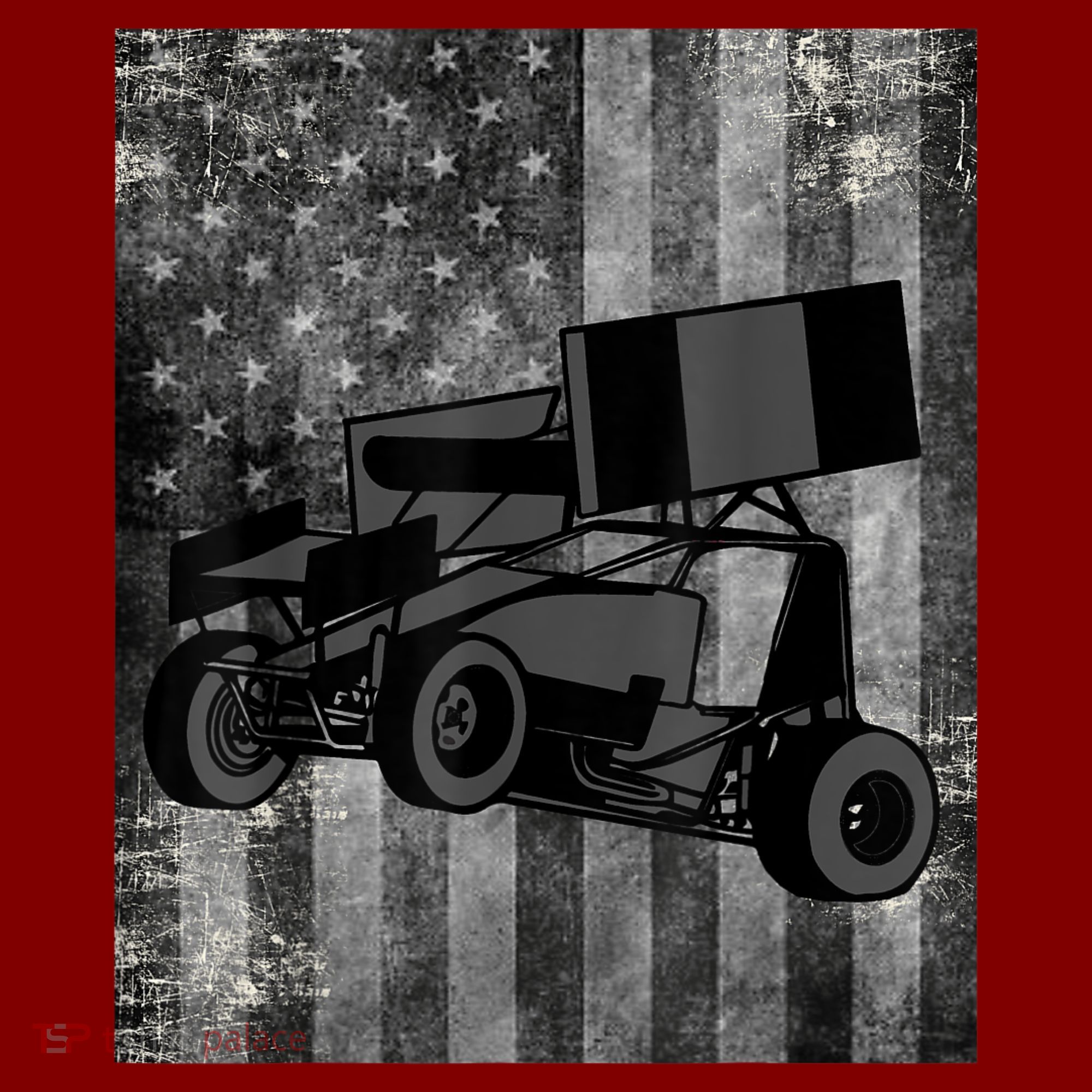 Sprint Car Racing Black Grey American Flag Dirt Track Cars Mousepad