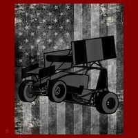 Sprint Car Racing Black Grey American Flag Dirt Track Cars Baby Bodysuit thumb 2