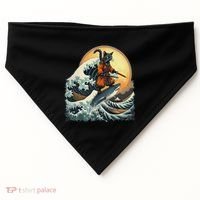 Samurai Cat Riding Shark Epic Wave Cat Lovers Costume USA-Made Doggie Bandana thumb 0