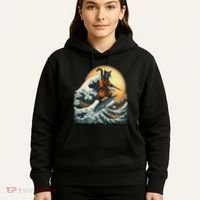 Samurai Cat Riding Shark Epic Wave Cat Lovers Costume Hoodie thumb 5