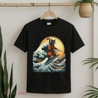 Samurai Cat Riding Shark Epic Wave Cat Lovers Costume T-Shirt thumb 2