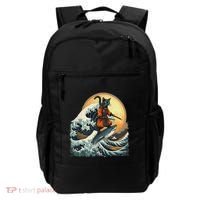 Samurai Cat Riding Shark Epic Wave Cat Lovers Costume Backpack thumb 0