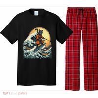 Samurai Cat Riding Shark Epic Wave Cat Lovers Costume Pajama Set thumb 0