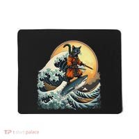 Samurai Cat Riding Shark Epic Wave Cat Lovers Costume Mousepad thumb 0