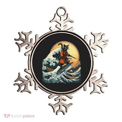 Samurai Cat Riding Shark Epic Wave Cat Lovers Costume Ornament