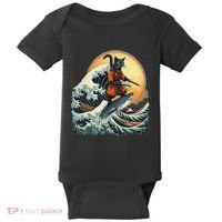 Samurai Cat Riding Shark Epic Wave Cat Lovers Costume Baby Bodysuit thumb 0