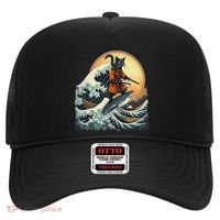 Samurai Cat Riding Shark Epic Wave Cat Lovers Costume Hat thumb 0