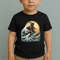 Samurai Cat Riding Shark Epic Wave Cat Lovers Costume Toddler T-Shirt thumb 2