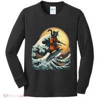 Samurai Cat Riding Shark Epic Wave Cat Lovers Costume Kids Long Sleeve Shirt thumb 0