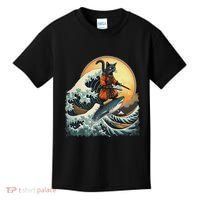 Samurai Cat Riding Shark Epic Wave Cat Lovers Costume Kids T-Shirt thumb 0