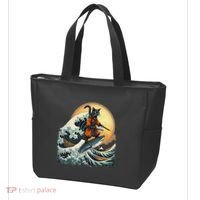 Samurai Cat Riding Shark Epic Wave Cat Lovers Costume Tote Bag thumb 3