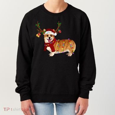 Santa Corgi Reindeer Light Christmas Gift Women's Sweatshirt
